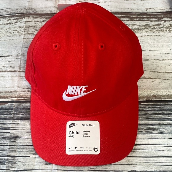 Nike Unisex Kids' University Red Cap with White Logo Sz (Child 4-6) - Picture 1 of 6